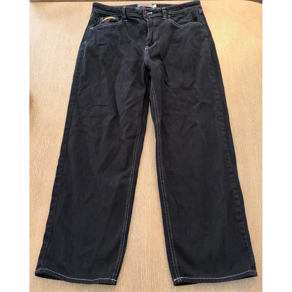 Empyre Men's Jeans Size 34 Black Contrast Stitch Baggy Skate Y2K Denim